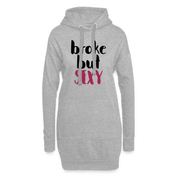 Sexy Pinke Schrift auf Schwarz - Hoodie-Kleid - Grau meliert - Vorne