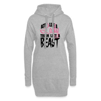 Agir comme un train de Dame comme une bête - Sweat-shirt à capuche long Femme - gris chiné - Devant