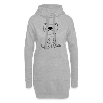 Liebhaber als Bär - Hoodie-Kleid - Grau meliert - Vorne