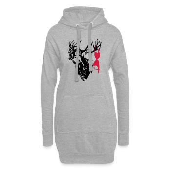 Hirsch mit Bikini - Hoodie-Kleid - Grau meliert - Vorne