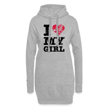 I Love My Girl - Sweat-shirt à capuche long Femme - gris chiné - Devant