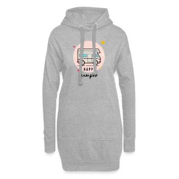 T-shirt camping-car heureux - Van Life- voyage - Sweat-shirt à capuche long Femme - gris chiné - Devant