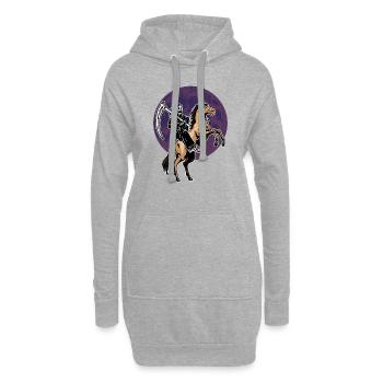 Halloween Skelett auf Pferd - Hoodie-Kleid - Grau meliert - Vorne