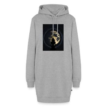 Frau, die den Vollmond beobachtet - Hoodie-Kleid - Grau meliert - Vorne