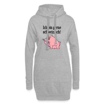 Ich bin gerne schweinisch! - Hoodie-Kleid - Grau meliert - Vorne