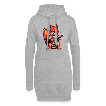 Eichhörnchen als bewaffneter Söldner - Hoodie-Kleid - Grau meliert - Vorne
