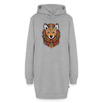 Hyène - Sweat-shirt à capuche long Femme - gris chiné - Devant
