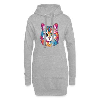 Chat - Sweat-shirt à capuche long Femme - gris chiné - Devant