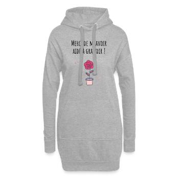 Merci de m’avoir aidé à grandir -cadeau nounou - Sweat-shirt à capuche long Femme - gris chiné - Devant