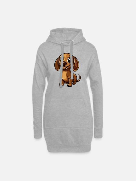 Dackel DachsHund Comic Niedlich - Hoodie-Kleid - Grau meliert