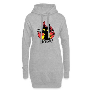 Burning Cat Je suis Fine Humour - Sweat-shirt à capuche long Femme - gris chiné - Devant