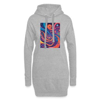 Kosmische Abstraktion - Hoodie-Kleid - Grau meliert - Vorne