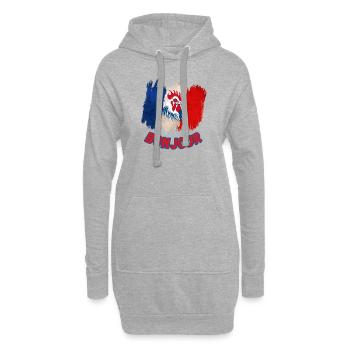 Bonjour France-French Pride coq gaulois - Sweat-shirt à capuche long Femme - gris chiné - Devant