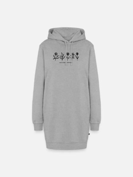 Alles wird gut/Все будет хорошо Wording mit Blumen - Hoodie-Kleid - Grau meliert