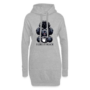Pudel Kaffee "I like it black" Design - Hoodie-Kleid - Grau meliert - Vorne