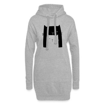Katzen Katze Familie Geschenk Mama Kind - Hoodie-Kleid - Grau meliert - Vorne