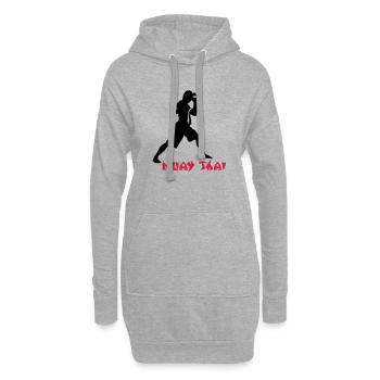 Muay Thai - Hoodie-Kleid - Grau meliert - Vorne