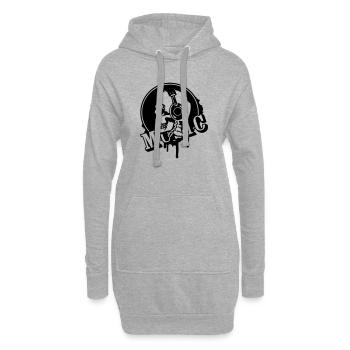 Totenkopf mit Graffiti Kopfhörer Patch - Hoodie-Kleid - Grau meliert - Vorne