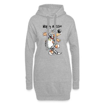 Arian der Australian Shepherd - Hoodie-Kleid - Grau meliert - Vorne