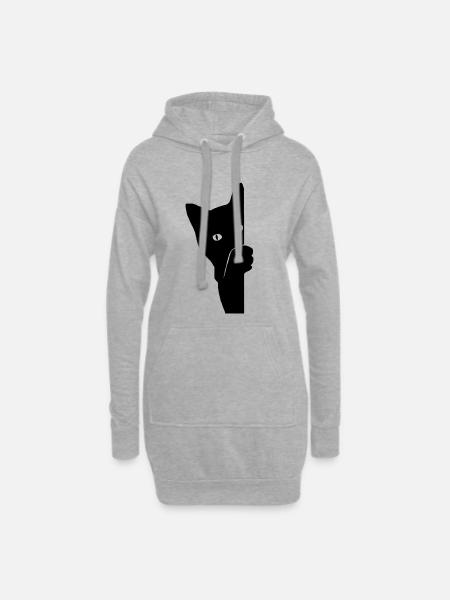 Peekaboo Cat - Hoodie-Kleid - Grau meliert