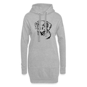 Tête de labrador - Sweat-shirt à capuche long Femme - gris chiné - Devant