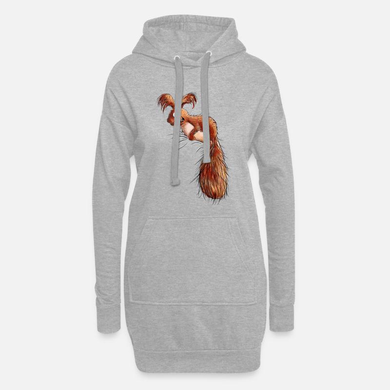 Drolliges Eichhörnchen Wildtier - Hoodie-Kleid - Grau meliert