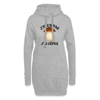 cèpes, champignon, ramasser des champignon - Sweat-shirt à capuche long Femme - gris chiné - Devant