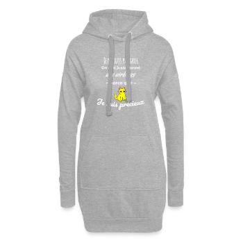 Cadeau humour chat je ne suis pas gros - Sweat-shirt à capuche long Femme - gris chiné - Devant