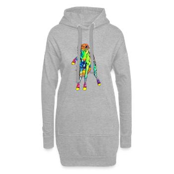 neon Pferd - Hoodie-Kleid - Grau meliert - Vorne