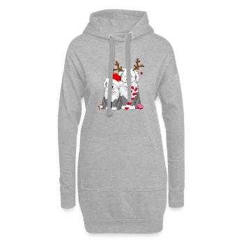 deux mignons chiens bobtail célèbrent Noël - Sweat-shirt à capuche long Femme - gris chiné - Devant