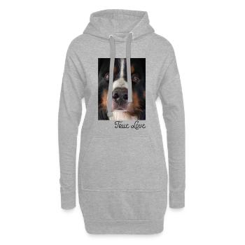 Gesicht Berner Sennenhund - Hoodie-Kleid - Grau meliert - Vorne
