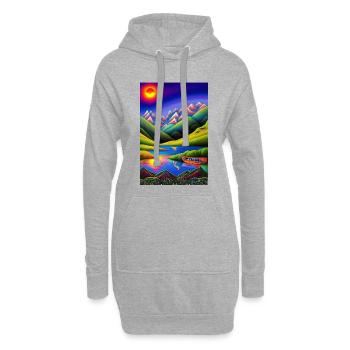 Landscape with lake, boat and mountains - Hoodie Dress - heather grey - Front