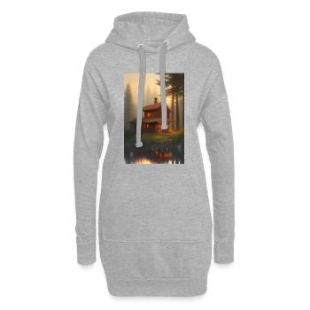 Charmante Hütte am See - Hoodie-Kleid - Grau meliert - Vorne