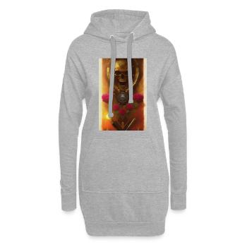 Crâne et os croisés avec des roses - Sweat-shirt à capuche long Femme - gris chiné - Devant