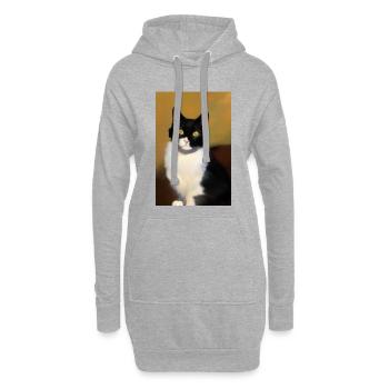 Katzen Bild - Hoodie-Kleid - Grau meliert - Vorne