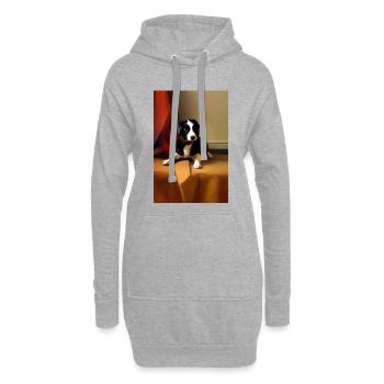 Hunde Bild - Hoodie-Kleid - Grau meliert - Vorne