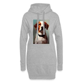 Hunde Bild - Hoodie-Kleid - Grau meliert - Vorne