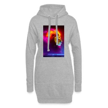 Tête de Lion - Sweat-shirt à capuche long Femme - gris chiné - Devant