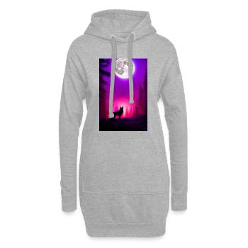 Wolf und Mond - Hoodie-Kleid - Grau meliert - Vorne