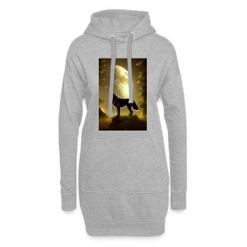 Wolf und Mond - Hoodie-Kleid - Grau meliert - Vorne