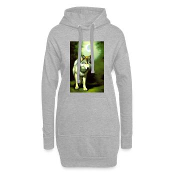 Wolf und Mond - Hoodie-Kleid - Grau meliert - Vorne