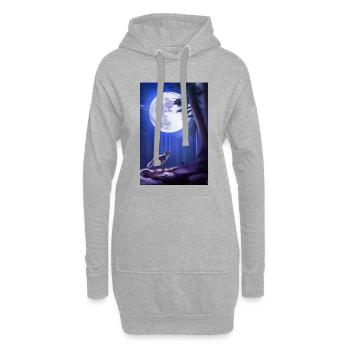 Wolf und Mond - Hoodie-Kleid - Grau meliert - Vorne