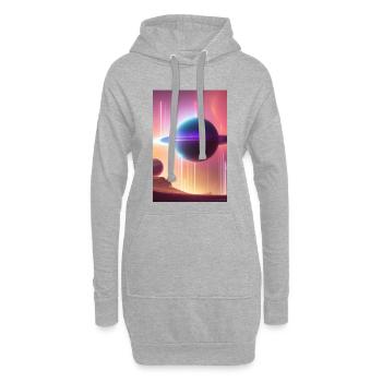 Weltall, Planeten - Hoodie-Kleid - Grau meliert - Vorne