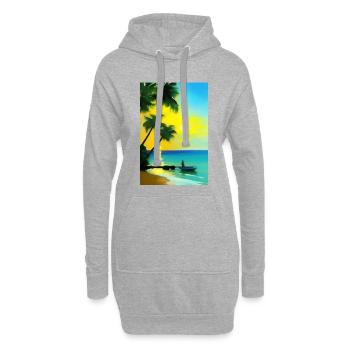 Plage des palmiers des Caraïbes - Sweat-shirt à capuche long Femme - gris chiné - Devant