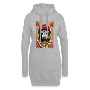 Cooler Affe mit Sonnenbrille - Hoodie-Kleid - Grau meliert - Vorne