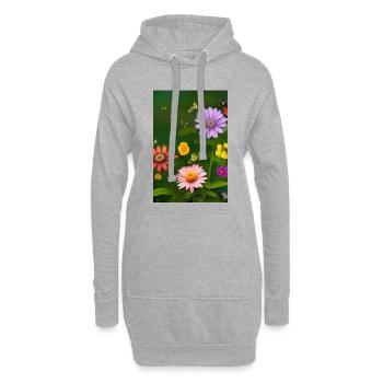 Blumen und Schmetterling - Hoodie-Kleid - Grau meliert - Vorne