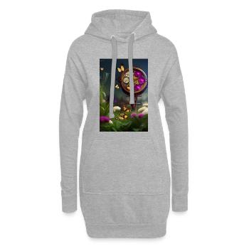Blumen und Schmetterling - Hoodie-Kleid - Grau meliert - Vorne