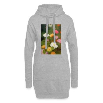 Blumen und Schmetterling - Hoodie-Kleid - Grau meliert - Vorne