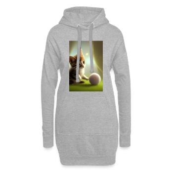 Bébé chat - Sweat-shirt à capuche long Femme - gris chiné - Devant