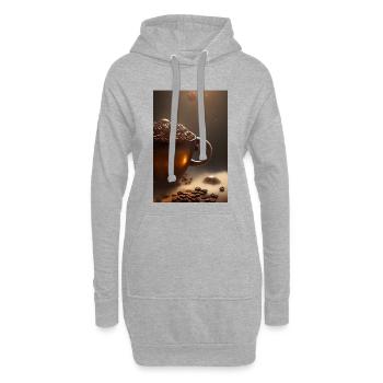 Kaffee, Kaffeebohnen - Hoodie-Kleid - Grau meliert - Vorne